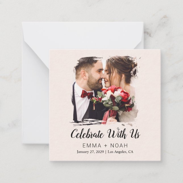Budget Photo Cream Wedding  Card (Front)