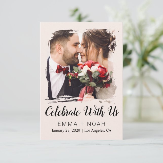 Budget Photo Cream Wedding  Save The Date (Standing Front)