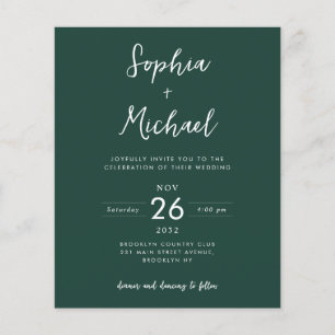 Budget Photo Details QR Website Dark Green Wedding