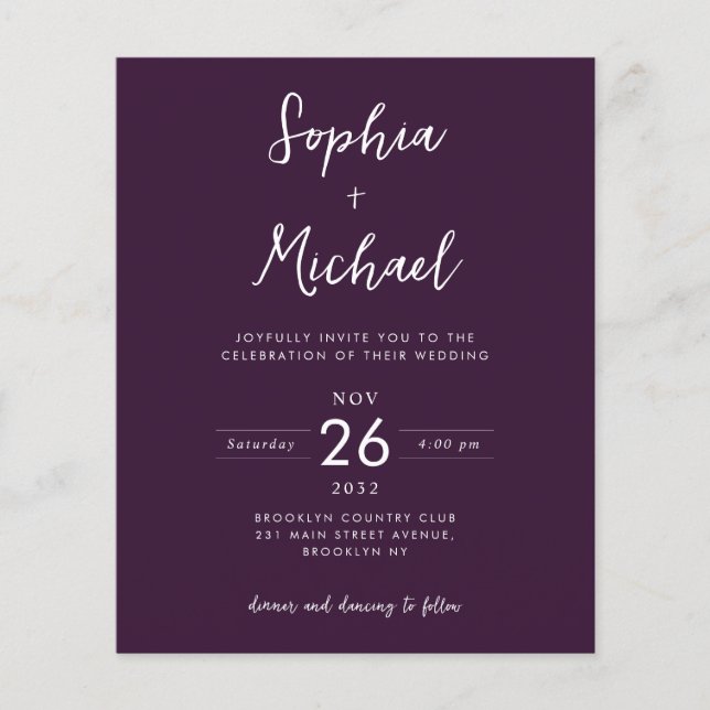 Budget Photo Details QR Website Purple Wedding (Front)