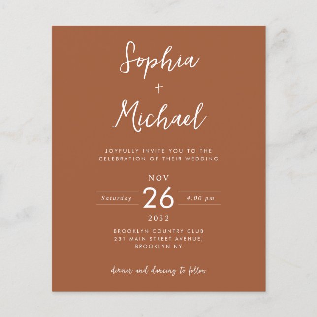 Budget Photo Details QR Website Terracotta Wedding (Front)