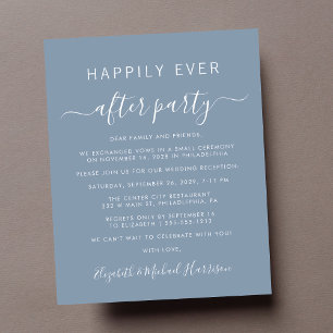 Budget Photo Dusty Blue Wedding Reception Invite