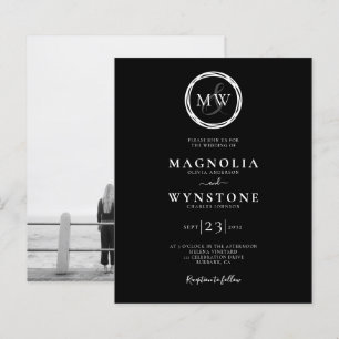 Budget Photo Elegant Monogram Wedding Invitation
