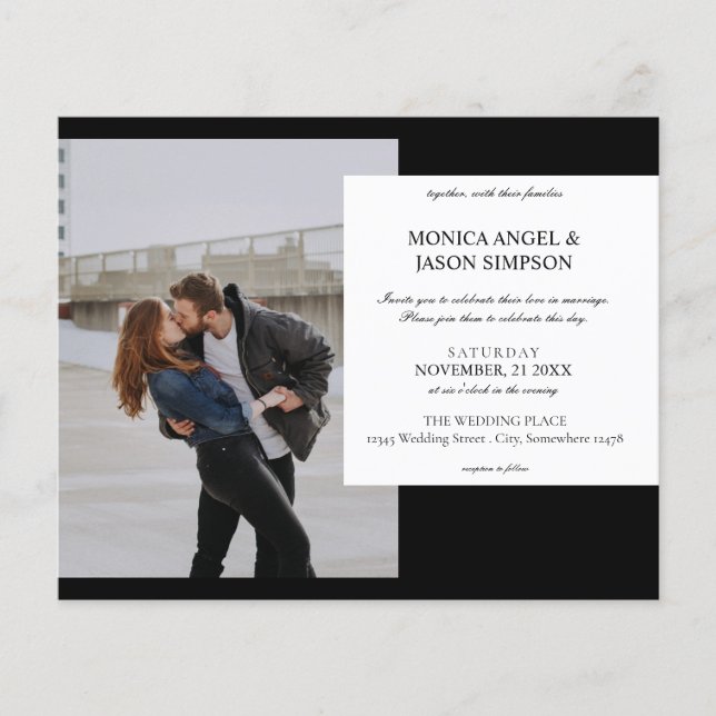 Budget Photo Elegant Wedding InvitationPaper Sheet (Front)