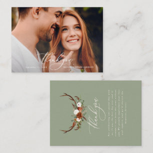Budget photo elegant wedding thank you sage green enclosure card