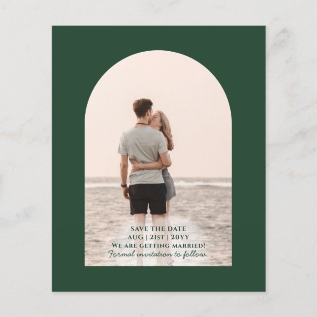 BUDGET PHOTO Emerald Green Wedding Save The Date Flyer (Front)