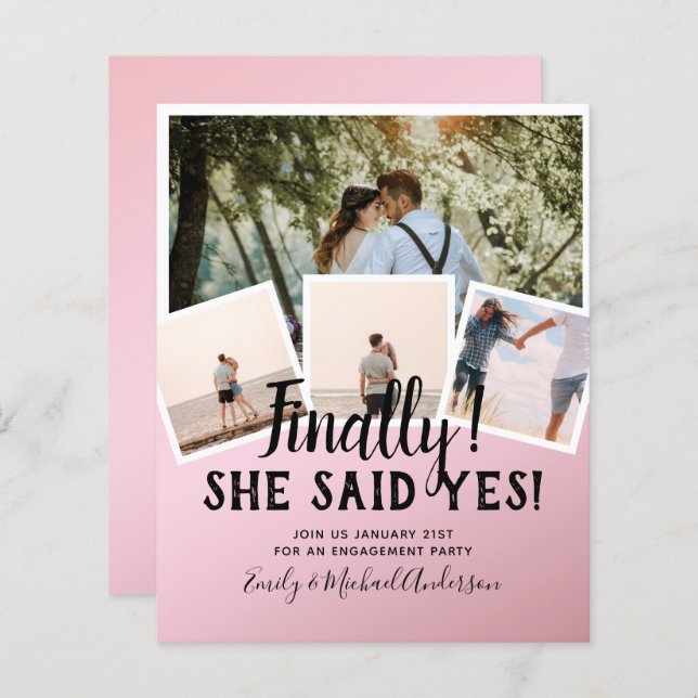 BUDGET PHOTO Engaged Wedding INVITE Announcement (Front/Back)