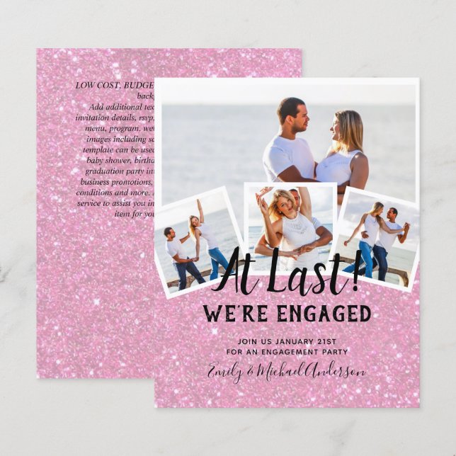 BUDGET PHOTO ENGAGEMENT QUOTE INVITES - ANY COLOR (Front/Back)