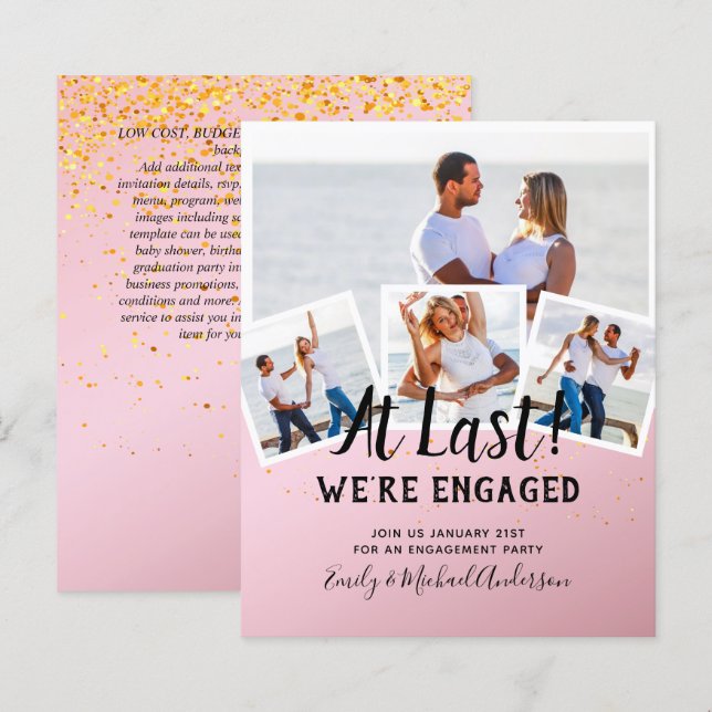 BUDGET PHOTO ENGAGEMENT QUOTE INVITES - ANY COLOR (Front/Back)