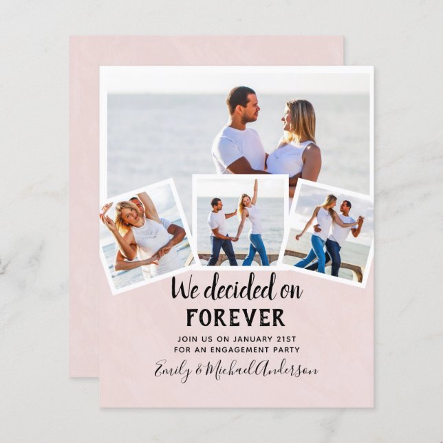 BUDGET PHOTO ENGAGEMENT QUOTE INVITES - ANY COLOR (Front/Back)