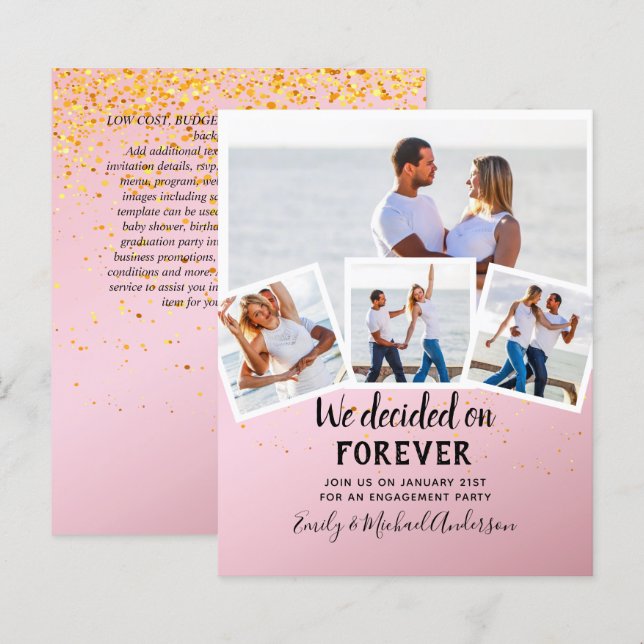 BUDGET PHOTO ENGAGEMENT QUOTE INVITES - ANY COLOR (Front/Back)