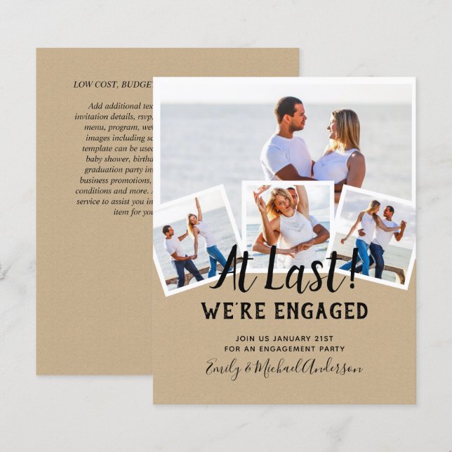 BUDGET PHOTO ENGAGEMENT QUOTE INVITES - ANY COLOR (Front/Back)