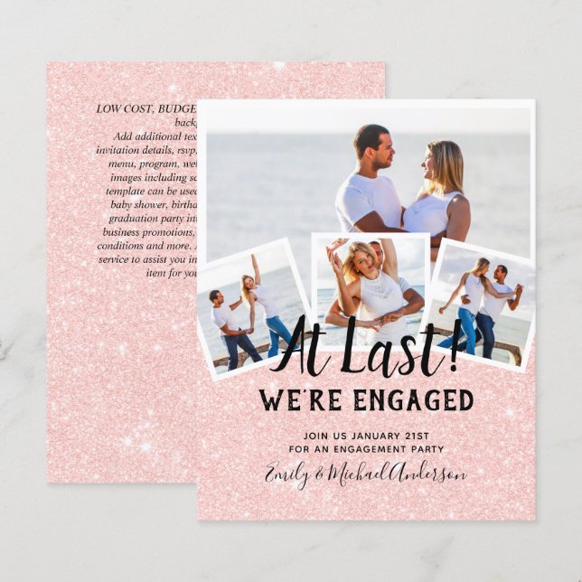 BUDGET PHOTO ENGAGEMENT QUOTE INVITES - ANY COLOR (Front/Back)