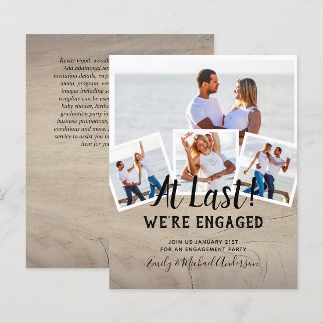 BUDGET PHOTO ENGAGEMENT QUOTE INVITES - ANY COLOR (Front/Back)