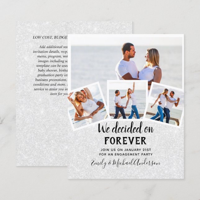 BUDGET PHOTO ENGAGEMENT QUOTE INVITES - ANY COLOR (Front/Back)