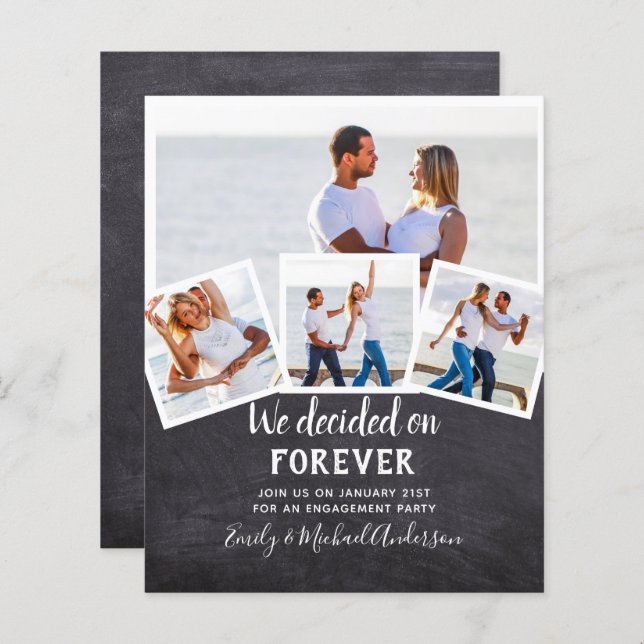 BUDGET PHOTO ENGAGEMENT QUOTE INVITES - ANY COLOR (Front/Back)
