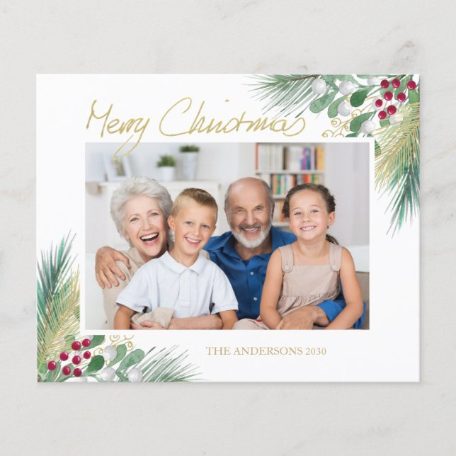 Budget Photo Foliage Berries Merry Christmas (Front)