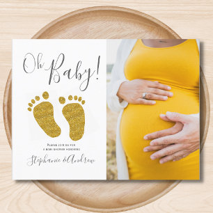 Budget Photo Gold Glitter Baby Shower Invitation