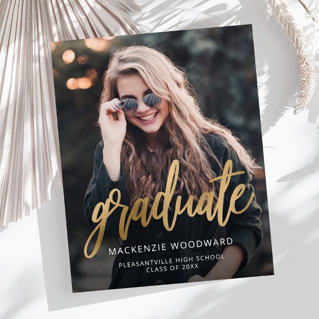 Budget Photo Gold Script Graduation Announcement (Creator Uploaded)