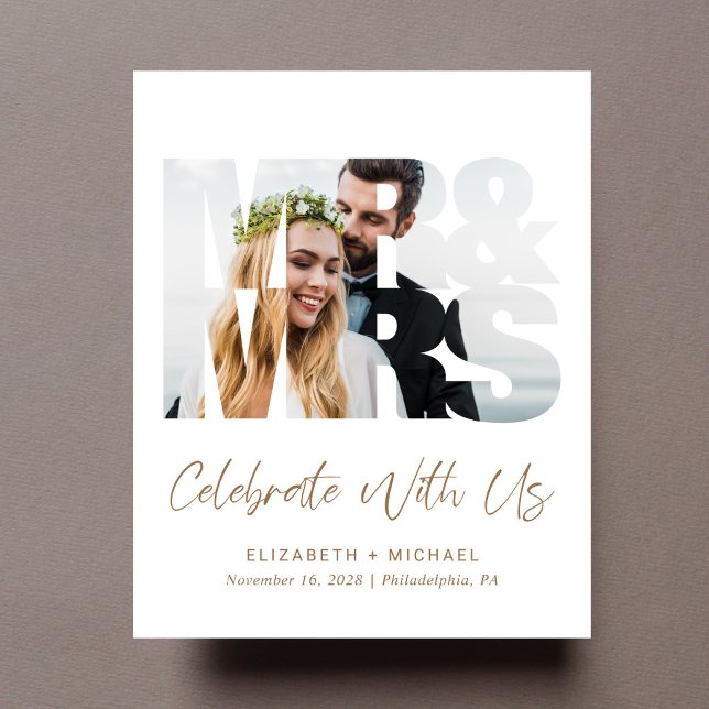 Budget Photo Gold Script Wedding Reception Invite (Creator Uploaded)