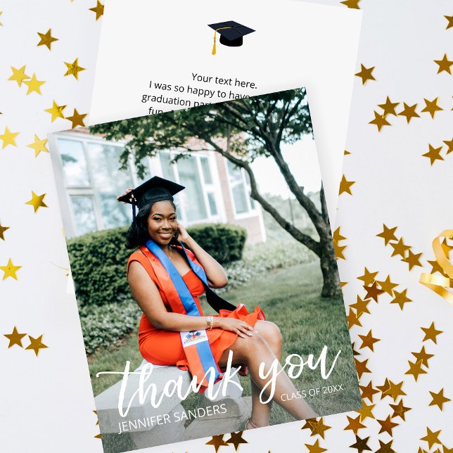 Budget Photo Graduation Hat Calligraphy Thank You Flyer (Creator Uploaded)