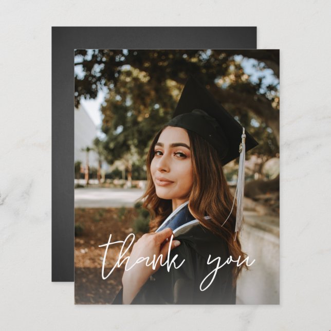 Budget Photo Graduation Hat ChalkboardV Thank You  (Front/Back)
