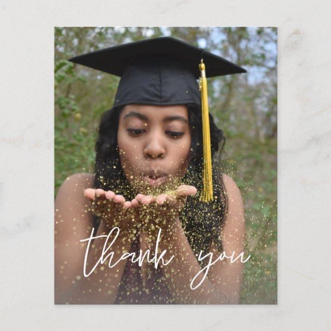 Budget Photo Graduation Hat Vertical W Thank You  (Front)