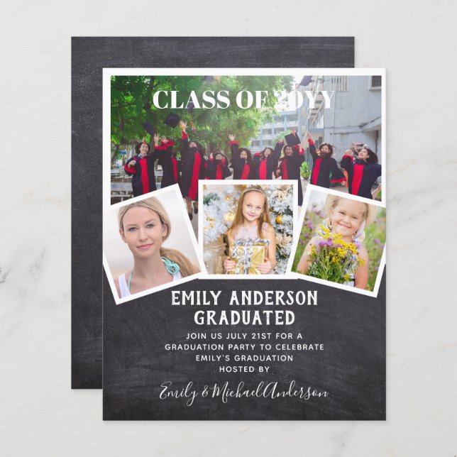 BUDGET Photo GRADUATION Invite Announcement ThankU (Front/Back)