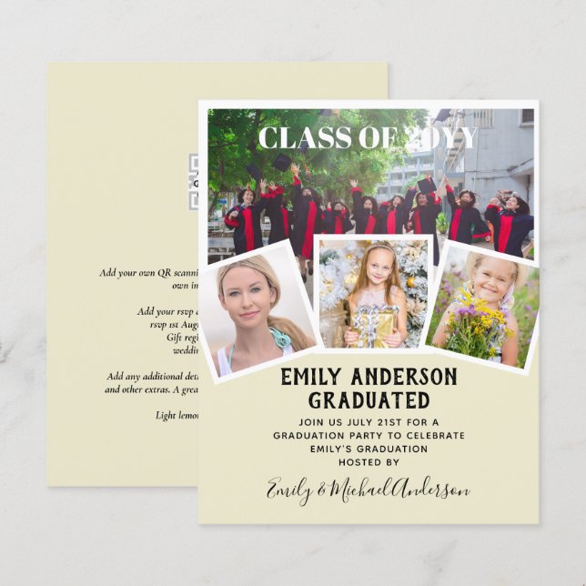 BUDGET Photo GRADUATION Invite Announcement ThankU (Front/Back)