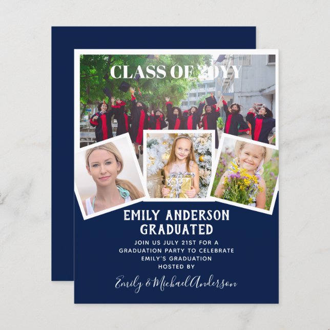 BUDGET Photo GRADUATION Invite Announcement ThankU (Front/Back)