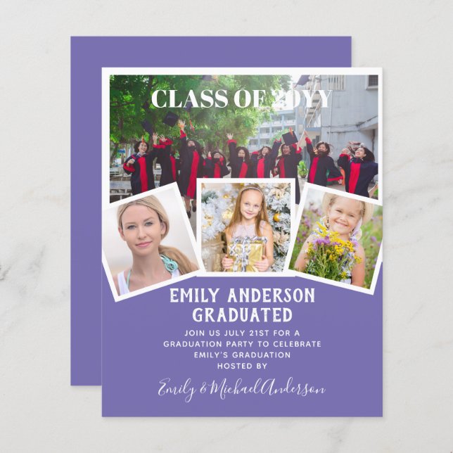 BUDGET Photo GRADUATION Invite Announcement ThankU (Front/Back)
