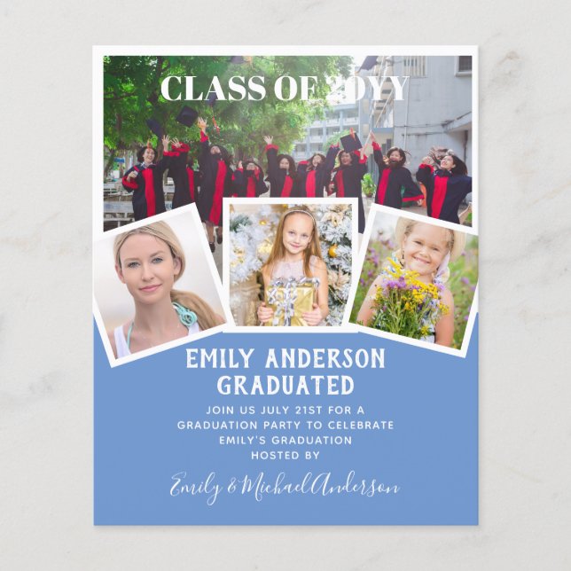 BUDGET Photo GRADUATION Invite Announcement ThankU Flyer (Front)