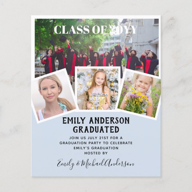 BUDGET Photo GRADUATION Invite Announcement ThankU Flyer (Front)