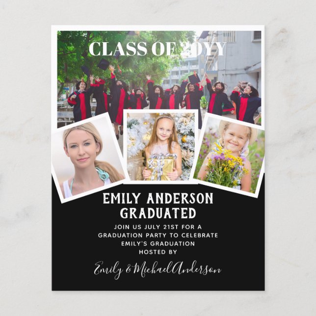 BUDGET Photo GRADUATION Invite Announcement ThankU Flyer (Front)