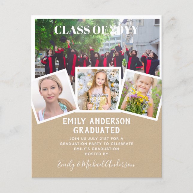 BUDGET Photo GRADUATION Invite Announcement ThankU Flyer (Front)