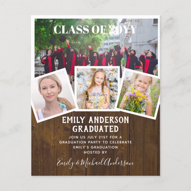 BUDGET Photo GRADUATION Invite Announcement ThankU Flyer (Front)