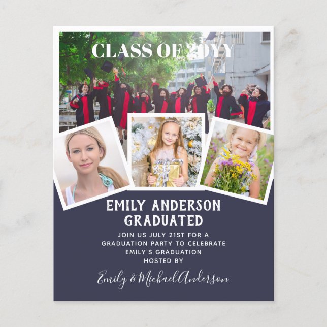 BUDGET Photo GRADUATION Invite Announcement ThankU Flyer (Front)