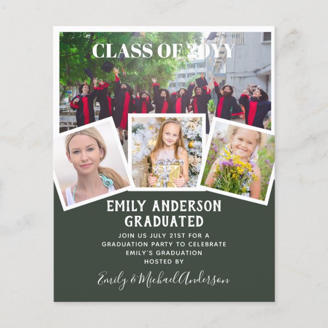 BUDGET Photo GRADUATION Invite Announcement ThankU Flyer (Front)
