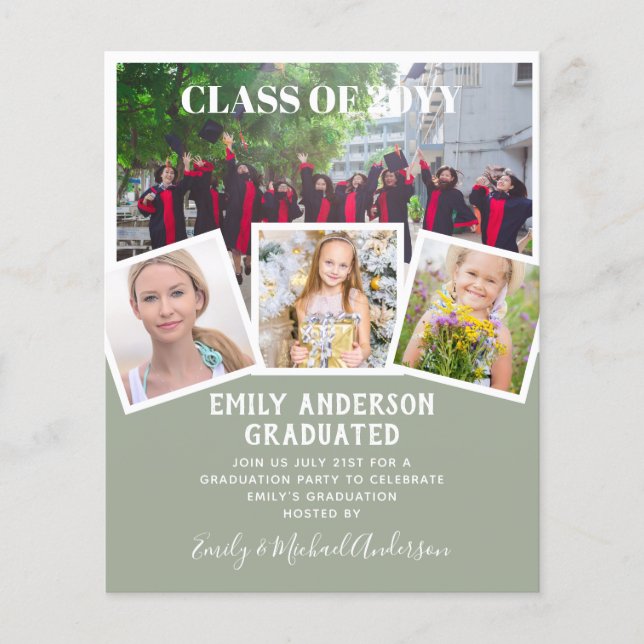 BUDGET Photo GRADUATION Invite Announcement ThankU Flyer (Front)