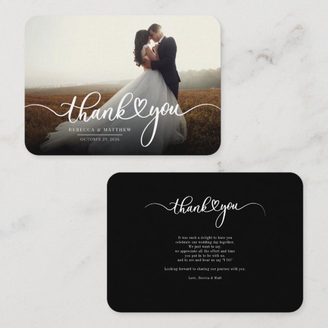 Budget Photo Hand-Lettered Wedding Thank You Card (Front/Back)
