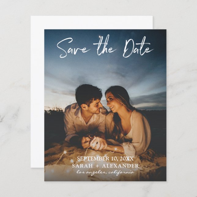 Budget Photo Handwriting Vert Save the Date V2 (Front/Back)