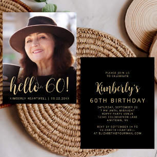 Budget Photo Hello 60 Birthday Party Invite