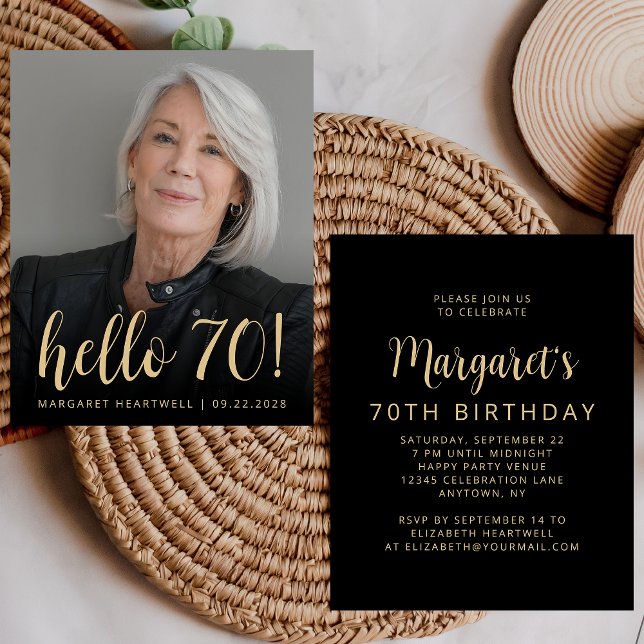 Budget Photo Hello 70 Birthday Party Invite (Creator Uploaded)