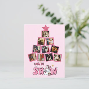 Budget Photo Let it Snow Pink Christmas Postcard