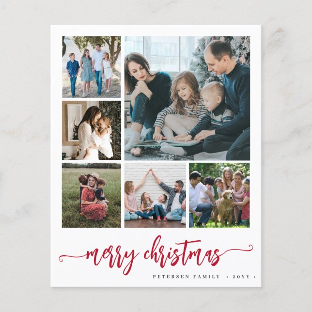 Budget photo Merry Christmas script Holiday Card (Front)