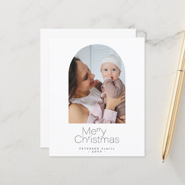 Budget photo minimalist Christmas Holiday Card (Front/Back In Situ)