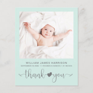 Budget Photo Mint Baby Birth Announcement