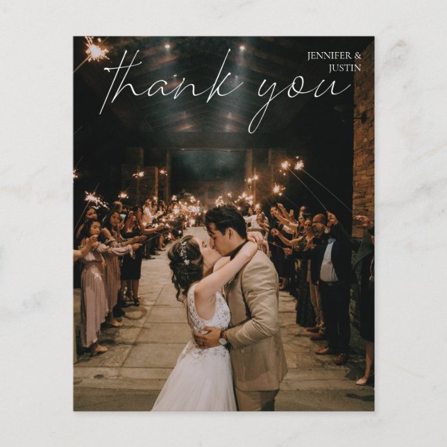 Budget Photo Modern Chic Handwritng Thank You (Front)