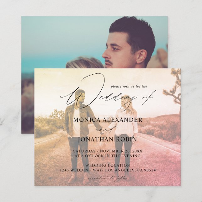 Budget Photo Modern Horizontal 4 Effect Wedding (Front/Back)