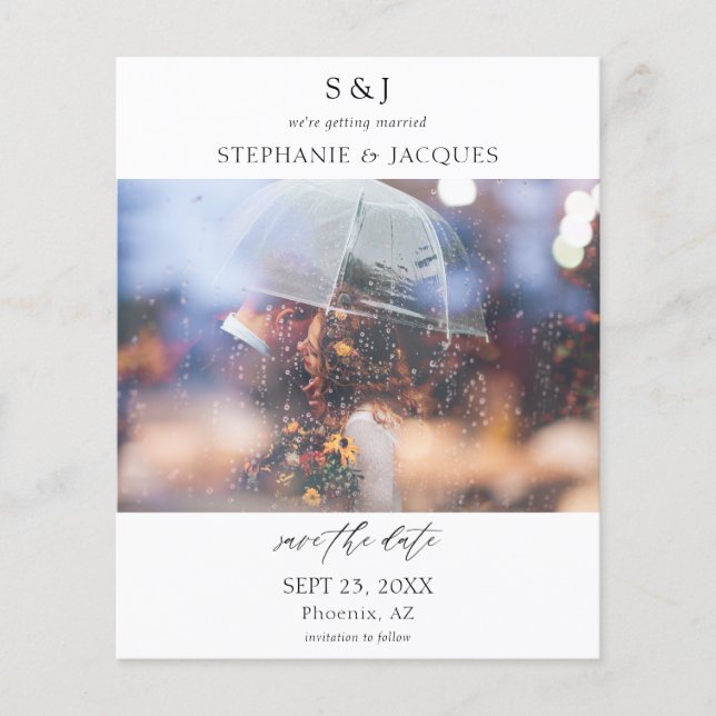 Budget Photo Modern Monogram Save the Date (Front)